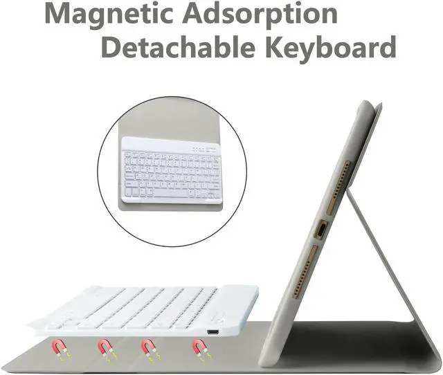 Alt view image 5 of 5 - BAIBAO iPad 9th Generation Case with Keyboard 10.2 Inch - Detachable Slim Cover with Pencil Holder, Compatible with iPad 8th/7th Gen, Pro 10.5, Air 3rd (Gray)