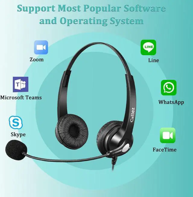 Alt view image 5 of 5 - Callez 3.5mm Headset with Microphone Noise Cancelling for Cell Phone PC Laptop, Stereo Computer Headphones for iPhone Samsung Mac Call Center Office Skype, in-line Control, Clear Chat