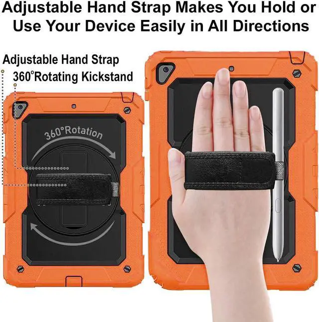 Alt view image 4 of 5 - DuraSafe Cases for iPad PRO 10.5 Inch 2017 Air 10.5 3rd Generation 2019 [ Air 3 ] A1701 A2152 A2123 MQF12LL/A MQEY2LL/A MQF22LL/A MQF02LL/A Full-Body Shock Proof Cover with Shoulder Strap - Orange