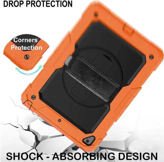 Alt view image 5 of 5 - DuraSafe Cases for iPad PRO 10.5 Inch 2017 Air 10.5 3rd Generation 2019 [ Air 3 ] A1701 A2152 A2123 MQF12LL/A MQEY2LL/A MQF22LL/A MQF02LL/A Full-Body Shock Proof Cover with Shoulder Strap - Orange