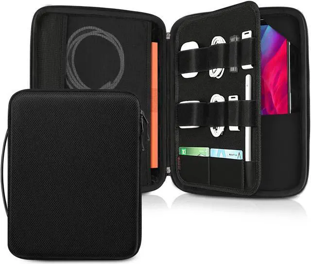 Main image of FINPAC Hard Tablet Sleeve Case for iPad Pro 13-inch M4, iPad Air 13-inch M3 2025 M2 2024, Pro 12.9 6th/5th, Portfolio Organizer Bag for Surface Pro 9/8/X/7/6/5, Pens, Cables, Electronics, Black