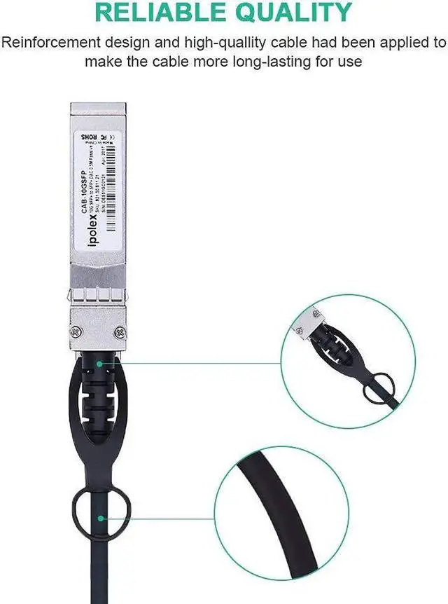 Alt view image 4 of 5 - ipolex Colored 10G SFP+ Twinax Cable, Direct Attach Copper(DAC) Passive Cable, 7m (22.97ft) in Orange, for Cisco SFP-H10GB-CU7M, Meraki, Ubiquiti, Mikrotik, Intel, Fortinet, Netgear and More