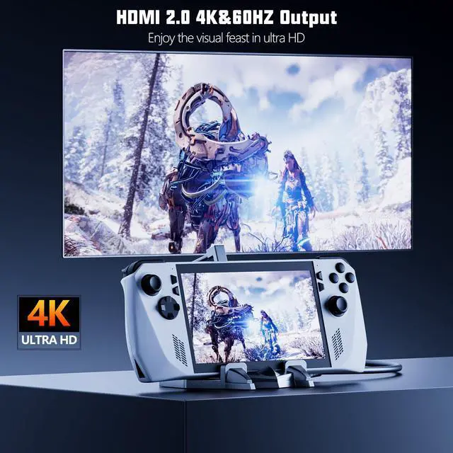Alt view image 3 of 5 - Kstkry Docking Station for ROG Ally/Steam Deck/Lenovo Legion Go,6-in-1 Dock with HDMI 2.0 4K@60Hz Gigabit Ethernet 3 USB-A and USB-C 3.0 Charging Compatible with ROG Ally/Steam Deck/Lenovo Legion Go