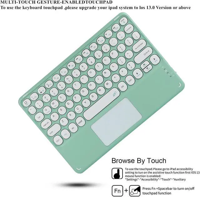 Alt view image 5 of 5 - SENLAN iPad Air2 Keyboard Case with Touchpad, Magnetic, Detachable Bluetooth, Slim Smart Case, Round Key for iPad 5th/6th Gen 9.7'' (Blue)