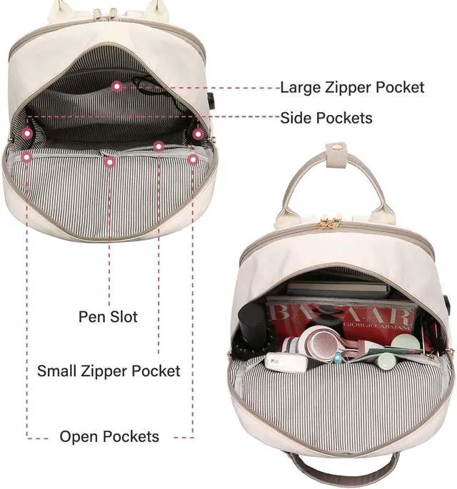 Alt view image 3 of 5 - LOVEVOOK Laptop Backpack for Women, 17.3 Inch Laptop Bag with USB Port Fashion Waterproof Backpacks Teacher Nurse Stylish Travel Bags Vintage Daypacks Bookbag for College School Work