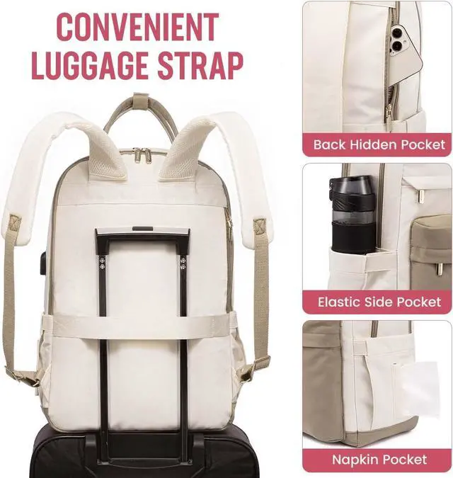 Alt view image 4 of 5 - LOVEVOOK Laptop Backpack for Women, 17.3 Inch Laptop Bag with USB Port Fashion Waterproof Backpacks Teacher Nurse Stylish Travel Bags Vintage Daypacks Bookbag for College School Work