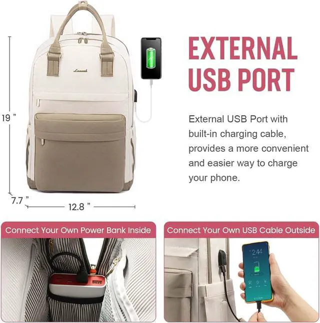 Alt view image 5 of 5 - LOVEVOOK Laptop Backpack for Women, 17.3 Inch Laptop Bag with USB Port Fashion Waterproof Backpacks Teacher Nurse Stylish Travel Bags Vintage Daypacks Bookbag for College School Work