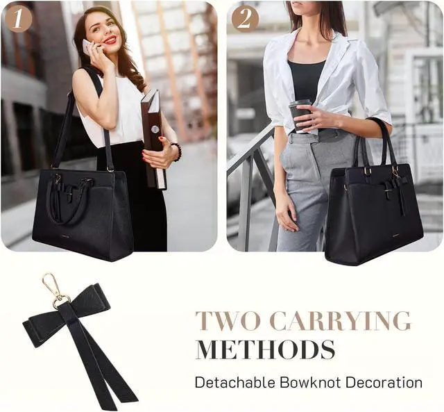 Alt view image 5 of 5 - Missnine Laptop Bag for Women 15.6 inch PU Leather Tote Bag Professional Work Purse Elegant Briefcase Office Bag for Teacher
