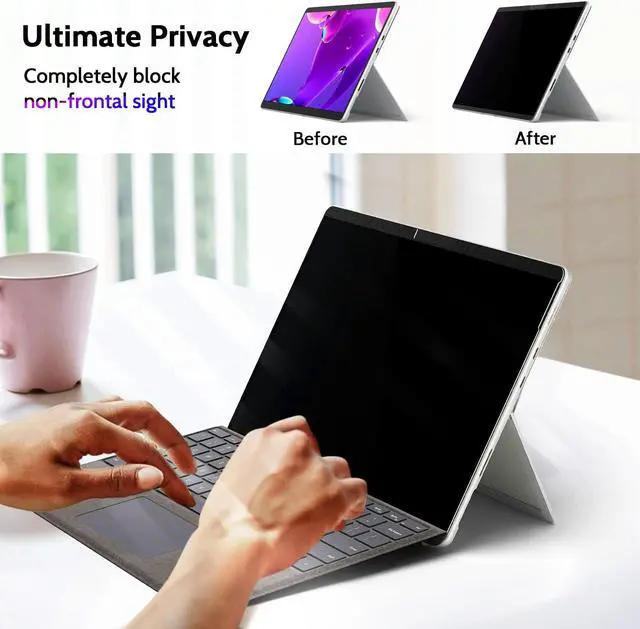 Alt view image 2 of 5 - Peslv Magnetic Privacy Screen for Surface Go 4/3/2/1 10.5 Inch, Removable Anti Blue Light Glare Filter, Black Security Private Apy Block Protector