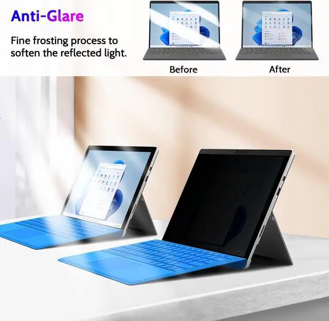 Alt view image 4 of 5 - Peslv Magnetic Privacy Screen for Surface Go 4/3/2/1 10.5 Inch, Removable Anti Blue Light Glare Filter, Black Security Private Apy Block Protector