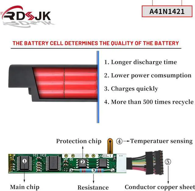 Alt view image 4 of 5 - A41N1421 Laptop Battery for ASUS P2420LJ P2520 P2501LA P2520SA P2520LA P2430UA P2530UA P2430UJ PU451LD PU551LD PU551L P552LA P2520L P2520LJ P2530U PU551LA ZX50JX4200 ZX50JX4720 ZX50J ZX50JX 14.4V 37Wh