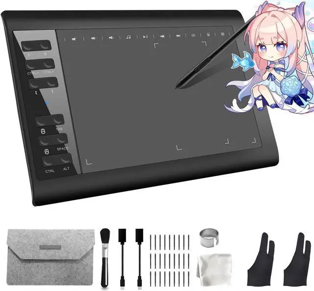 Main image of Graphics Drawing Tablet,10x6 inch Digital Writing Tablet with 8192 Levels Stylus for PC/Mac/Android 5.0 and Above with OTG Function for Drawing and Online Teaching