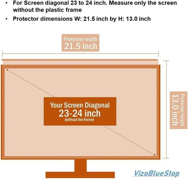 Alt view image 3 of 5 - VizoBlueStop 23-24 inch Anti-Blue Light Filter for Computer Monitor. Blue Light Monitor Screen Protector Panel (21.5 x 13.0 inch). Blocks Blue Light 380 to 495 nm. Fits LCD, TV and PC, Mac Monitors
