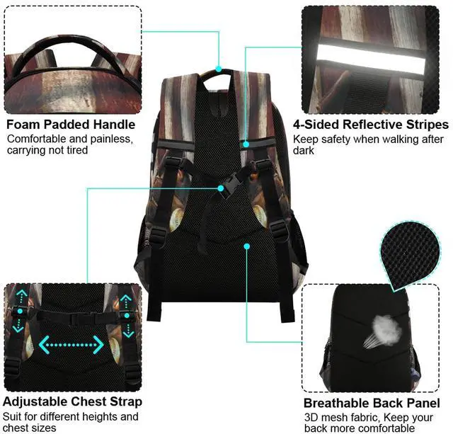 Alt view image 4 of 5 - xigua Baseball USA Flag Print Backpack Casual Daypacks Outdoor Sports Rucksack School Shoulder Bag for Boys Girls Teens