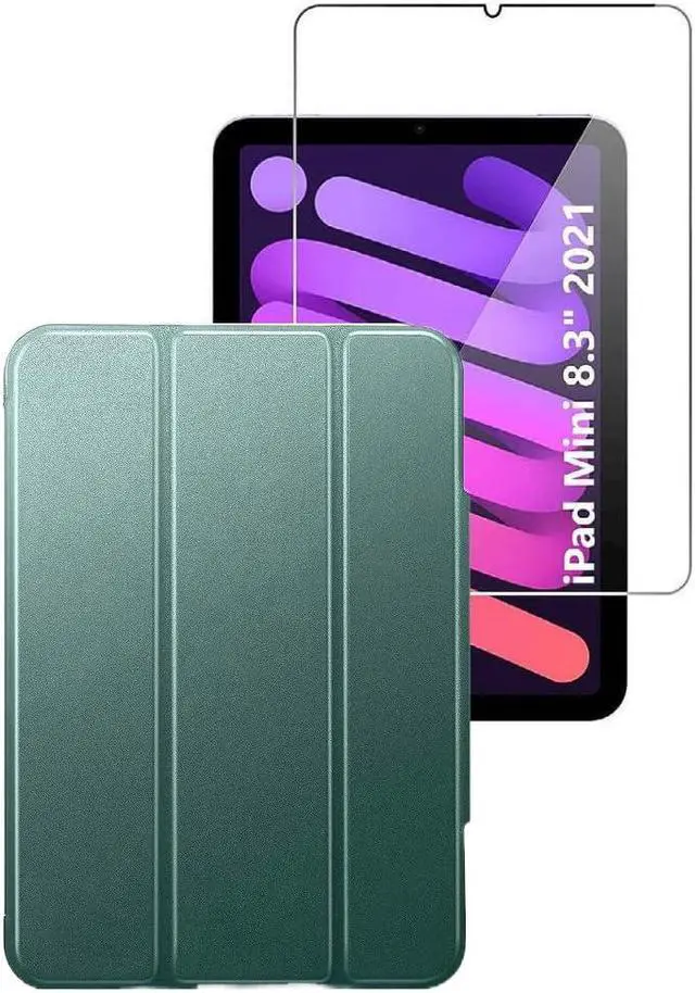 Main image of SaharaCase for iPad Mini (6th Generation 2021) Protection Kit Bundle - ESR Folio Case with Tempered Glass Screen - Forest Green
