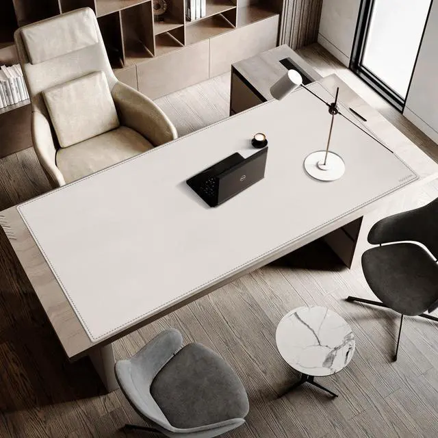 Alt view image 4 of 5 - MAIDERN 63x 31.5 Leather Desk Pad, Large Desk Mat, Cork & Leather Large Mouse pad for Desk, Waterproof Computer Desk Pad for Gaming Home Office (Cream)