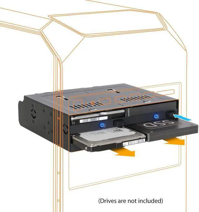 Alt view image 2 of 13 - ICY DOCK 4 Bay 2.5" SATA/SAS SSD/HDD Hot-Swap Docking Enclosure for 5.25" Bay - flexiDOCK MB014SP-B R1