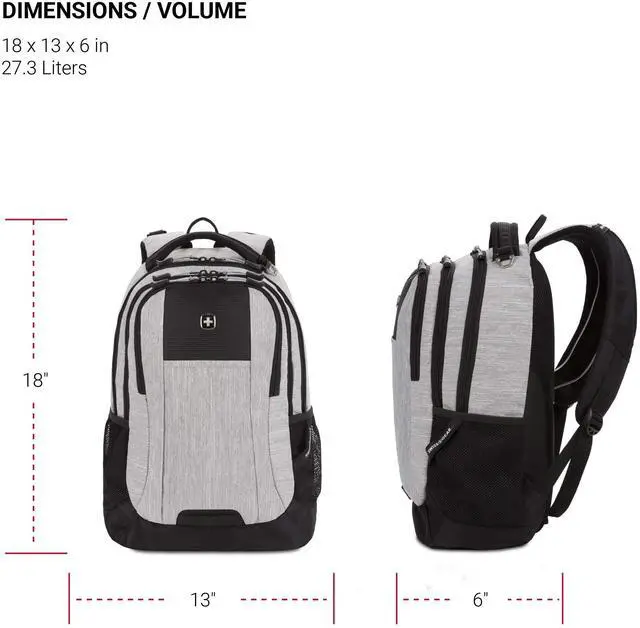 Alt view image 5 of 5 - SwissGear Cecil 5505 Laptop Backpack, Heather Grey, 18-Inch