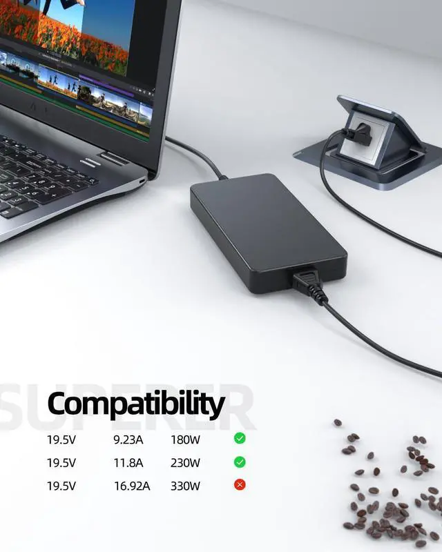 Alt view image 3 of 5 - 230W Charger Fit for Acer Predator Triton 500 PT515-52, Predator Triton 500 SE,Predator Triton 300 PT315-53,Predator Triton 300 SE,Predator Helios 300 PH315-53 PH317-55,ConceptD 7 Ezel Laptop Adapter