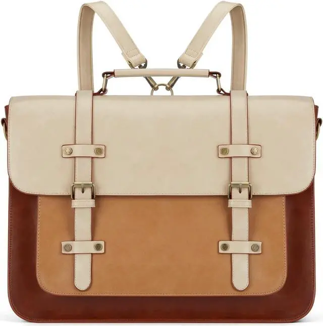 Main image of ECOSUSI Laptop Bag for Women Vegan Leather Messenger Bag Fashion Briefcase Backpack 15.6 inch Computer Satchel Bag (Brown)