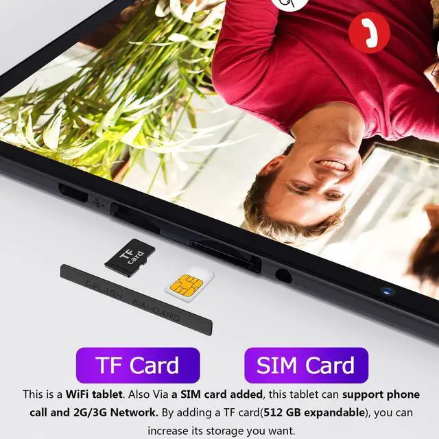 Alt view image 3 of 5 - PRITOM 10'' Tablet Android 10 Phone Tablet with SIM Slot, 64GB Quad Core, IPS Touchscreen, 8MP Rear Camera WiFi GPS Bluetooth USB C, Support 3G Phone Call, Black
