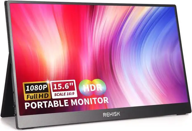 Main image of ReHisk External Travel Monitor, FHD 1080P, 15.6'', Portable, IPS Eye Care Computer Display HDMI USB-C VESA with Smart Cover&Dual Speakers for Mac PC Phone PS4/5 Xbox Switch, Laptop