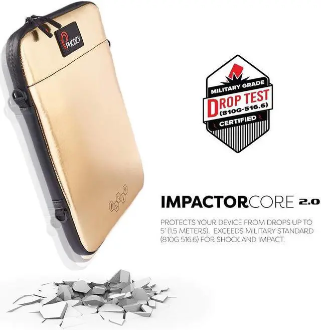 Alt view image 5 of 5 - PHOOZY Insulated Thermal Sleeve for Laptops, iPads, MacBooks & Similar Sized Tablets or Laptops up to 11" - Patented NASA Thermal Technology Extends Battery Life in The Cold (Gold)