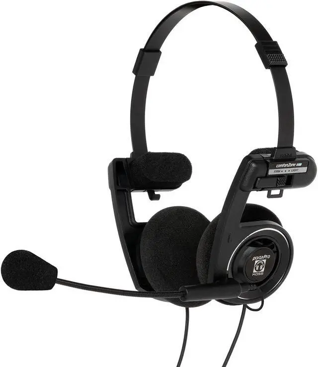 Main image of Koss Porta Pro Double-Sided Communication Headset with Microphone Electret Flexible Handsfree Design Foldable Design TRRS Plug Wired 3.5 mm Black