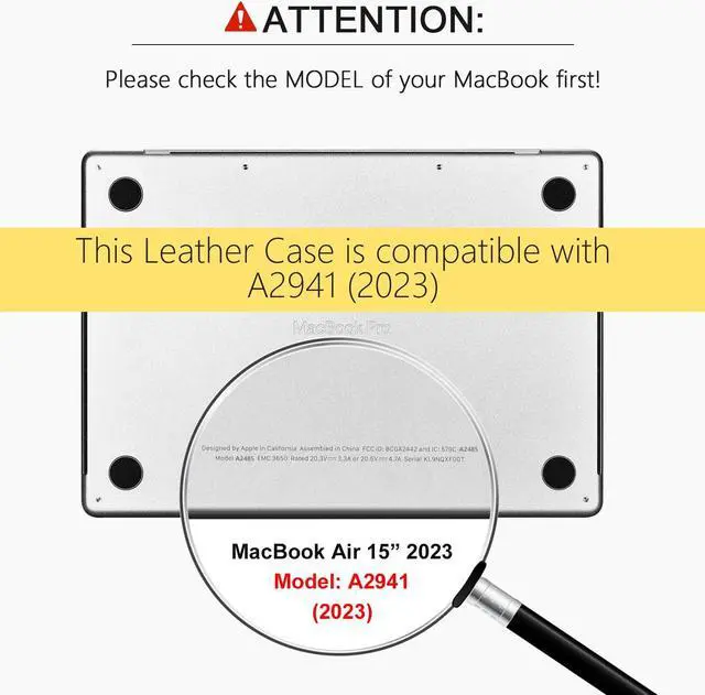 Alt view image 2 of 5 - MacBook Air 15 Case (2023-2025), ICARER Premium Leather Case for Model 2025 M4 A3241 2024 M3 A3114, 2023 M2 A2941, with Touch Bar & Touch ID Compatible for Apple MacBook Air 15.3 inch (Black)