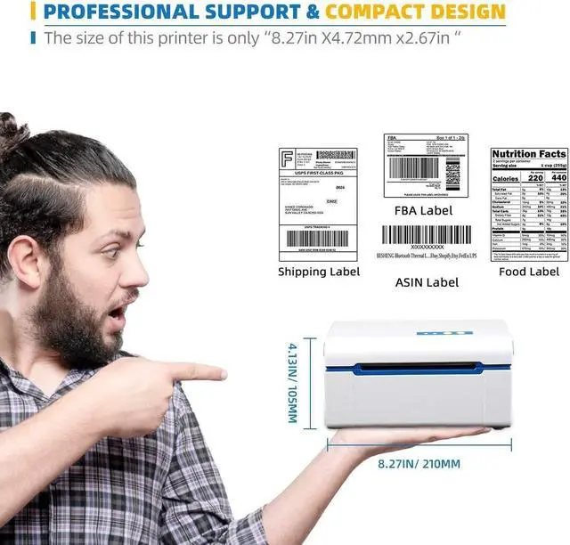 Alt view image 5 of 5 - micmi Shipping Label Printer, Commercial Direct Thermal Printer Support Amazon Ebay PayPal Etsy Shopify Shipstation Stamps.com Ups USPS FedEx DHL Support Windows, w/ 4x6 inch x 500 Labels Not for Mac