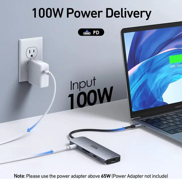 Alt view image 4 of 5 - USB C Docking Station Dual HDMI Monitor, USB C Charger Block 67W GaN Charger Fast Wall Charger, USB C to Dual HDMI Adapter, for MacBook Pro/Air, iPad Pro, Galaxy S23/S22, iPhone 14, Dell XPS, Laptop