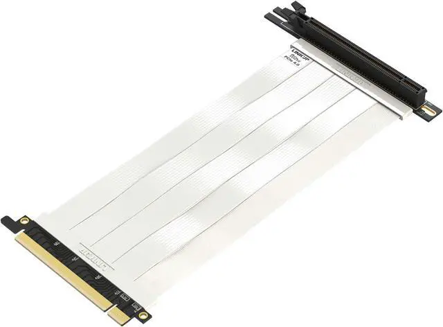 Main image of LINKUP - Ultra PCIe 4.0 X16 Riser Cable [RTX4090 RX6950XT x570 B550 Z690 Tested] Shielded Vertical Mount Gaming PCI Express Gen4Universal 90 Degree Socket (30cm/11.8") Gen 3.0 CompatibleWhite