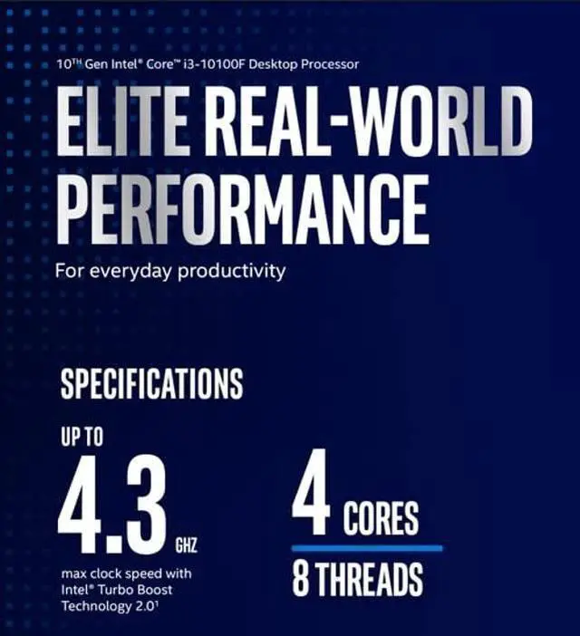 Alt view image 4 of 5 - Intel CPU BX8070110100F Core i3-10100F / 3.6GHz / 6MB LGA1200 4C / 8T