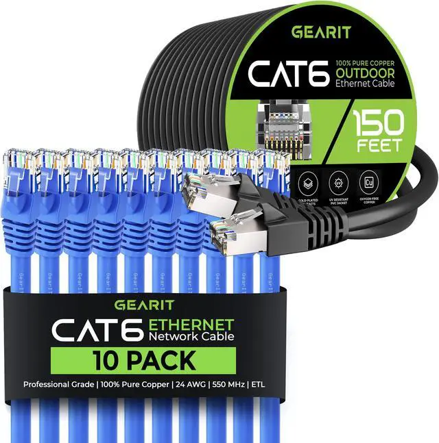Main image of GEARit 10Pack 1ft Cat6 Ethernet Cable & 150ft Cat6 Cable