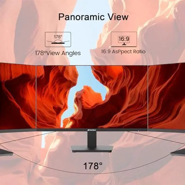 Alt view image 3 of 5 - SANSUI Monitor 24 inch 100Hz PC Monitor, VESA, HDMI VGA Ports, FHD Computer Monitor Ultra-Slim Ergonomic Tilt Eye Care for Home Office (ES-24F2, HDMI Cable Included)