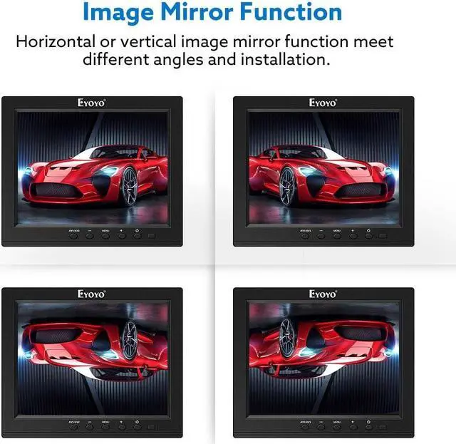 Alt view image 2 of 5 - Eyoyo 8 Inch HDMI Monitor Small LCD Screen Mini Monitors 1024x768 4:3 TFT HD CCTV Security Display with Speakers HDMI VGA BNC AV YPbPr Input for Computer PC Laptop RasPi Camera