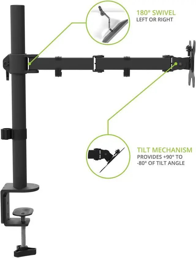 Alt view image 5 of 5 - Kanto DML1000 Height Adjustable Desktop Arm Single Monitor Stand for 17" to 34" Monitors | Black