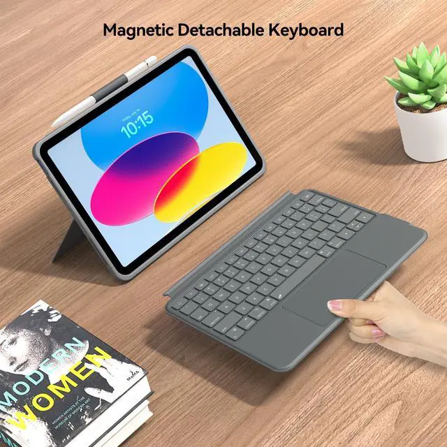 Alt view image 4 of 5 - iPad 10th Generation Keyboard Case: Bluetooth Rechargeable Magic-Style Keyboard Folio with Built-in Trackpad, Backlit Keys, Magnetically Detachable Two-Piece Design for iPad 10th & 11th (A16, 2025)