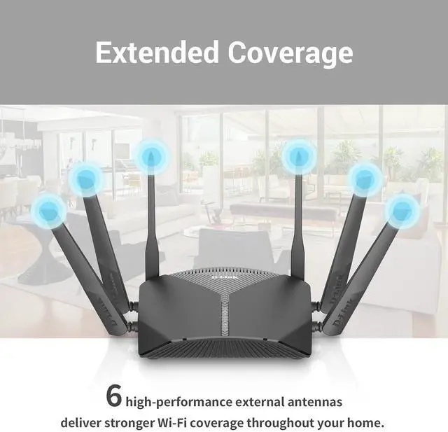 Alt view image 2 of 5 - D-Link WiFi Router AC3000 Mesh Smart Internet Network Voice Control, MU-MIMO Tri Band Gigabit Gaming Mesh (DIR-3040-US)