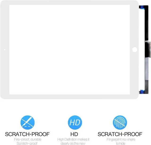 Alt view image 2 of 5 - for iPad Pro 12.9 2 2nd Gen 2017 Screen Replacement A1671 A1670 Touch Screen Digitizer Panel Glass Sensor Touch Panel Repair Kits,Including Tempered Glass +Free Tools(Not LCD Display) (White)
