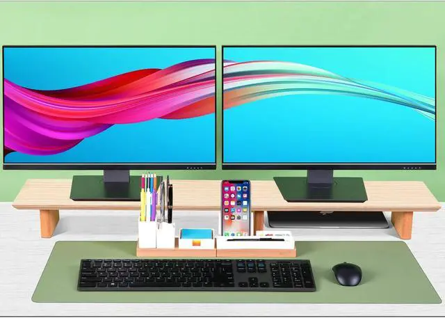 Alt view image 5 of 5 - Leather Desk Pad& Monitor Stand