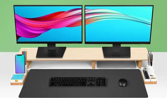 Alt view image 4 of 5 - Leather Desk Pad& Monitor Stand
