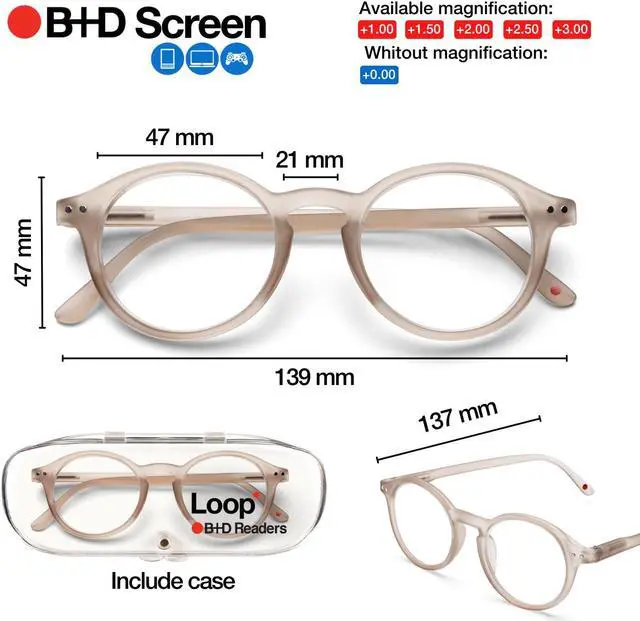Alt view image 4 of 5 - B + D Blue Light Bloking Reader Glasses Loop Readers PC soft touch Nude Color - +2.00
