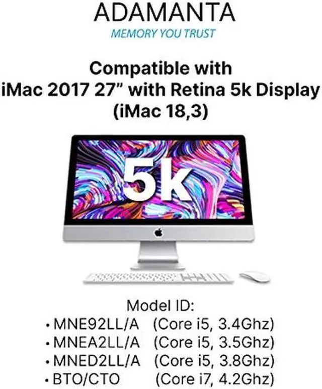 Alt view image 3 of 4 - Adamanta 32GB (2x16GB) Memory Upgrade Compatible for 2017 Apple iMac 27 Retina 5K Display & iMac 21.5 Retina 4k Display DDR4 2400MHz PC4-19200 SODIMM 2Rx8 CL17 1.2v Dual Rank RAM DRAM