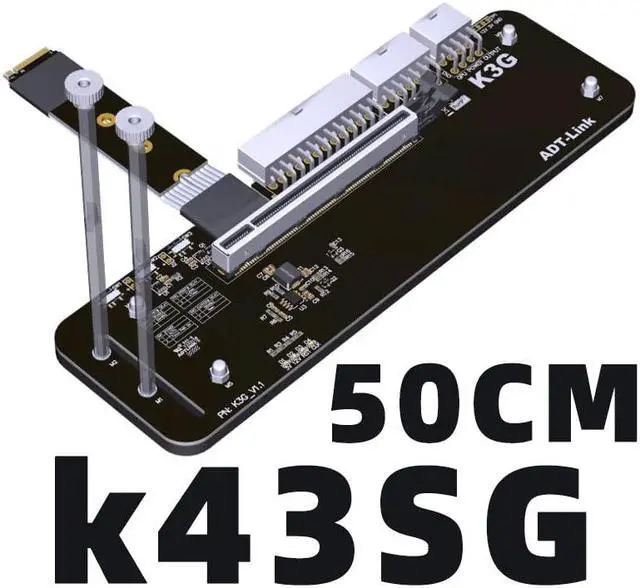 Alt view image 3 of 5 - JMT M.2 M Key NVMe External Graphics Card Stand Bracket 64Gbs Full Speed with PCIe 4.0 x4 Riser Cable R43SG Upgraded for Graphics Card 1660 Above (50CM K43SG)