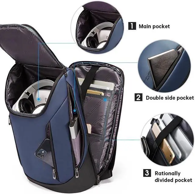 Alt view image 2 of 5 - BANGE Business Smart Backpack Waterproof fit 15.6 Inch Laptop Backpack with USB Charging Port,Travel Durable Backpack