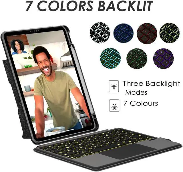 Alt view image 4 of 5 - baaaq Keyboard case Compatible for iPad Air 11 inch (M2) 2024,iPad Pro 11 inch (4th/3rd/2nd/1st Gen),10.9" iPad Air 5/4, Magnetic Detachable Kickstand case with Bluetooth Backlit Trackpad Keyboard