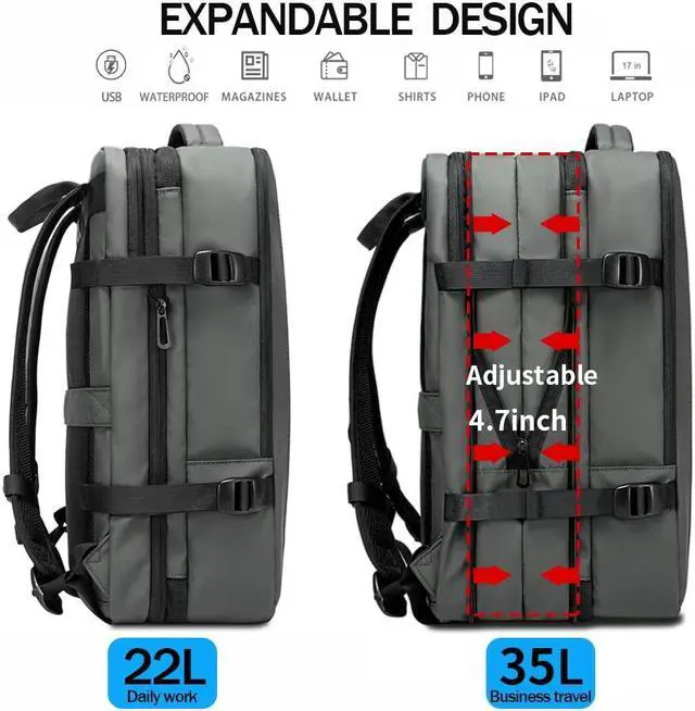 Alt view image 4 of 5 - BANGE 35L Carry on Backpacks,Travel Backpack for Women Men Airline Approved Gym Bag Waterproof Business Laptop Daypack...