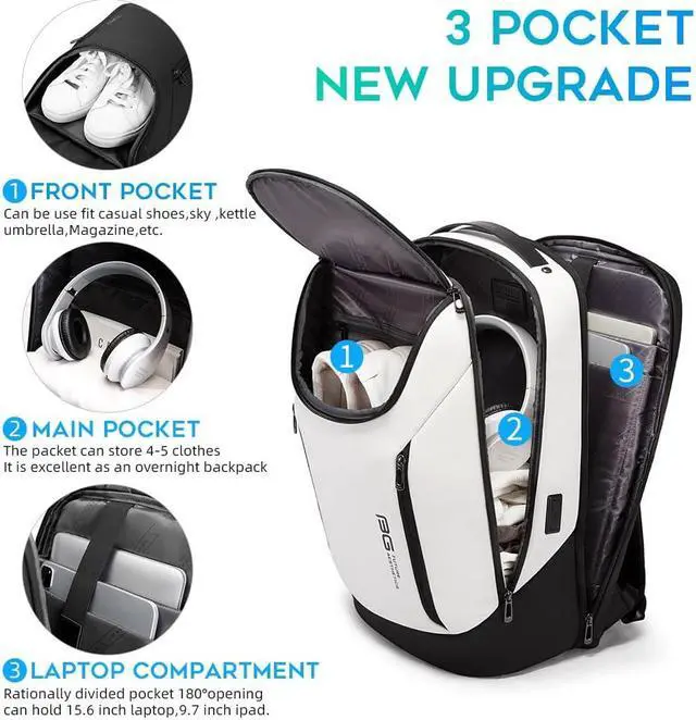 Alt view image 2 of 5 - BANGE Business Smart Backpack Waterproof fit 15.6 Inch Laptop Backpack with USB Charging Port,Travel Durable Backpack