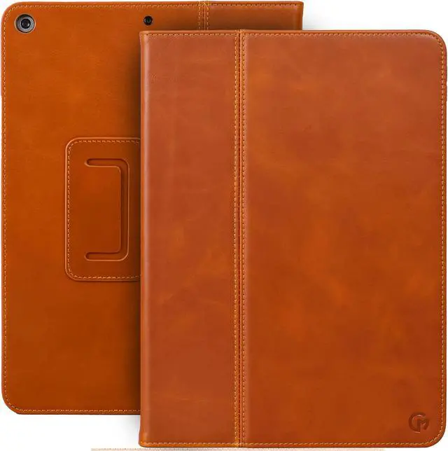 Main image of Casemade Real Leather Case Compatible with iPad 10.2 7th/8th/9th Gen (2019/2020/2021) - Full-Grain Leather Cover, Auto Sleep/Wake, Dual Stand Position (Tan)